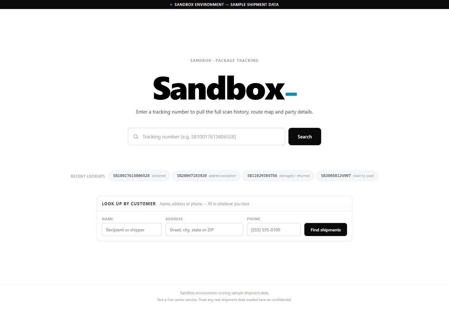 Sandbox Tracking website design