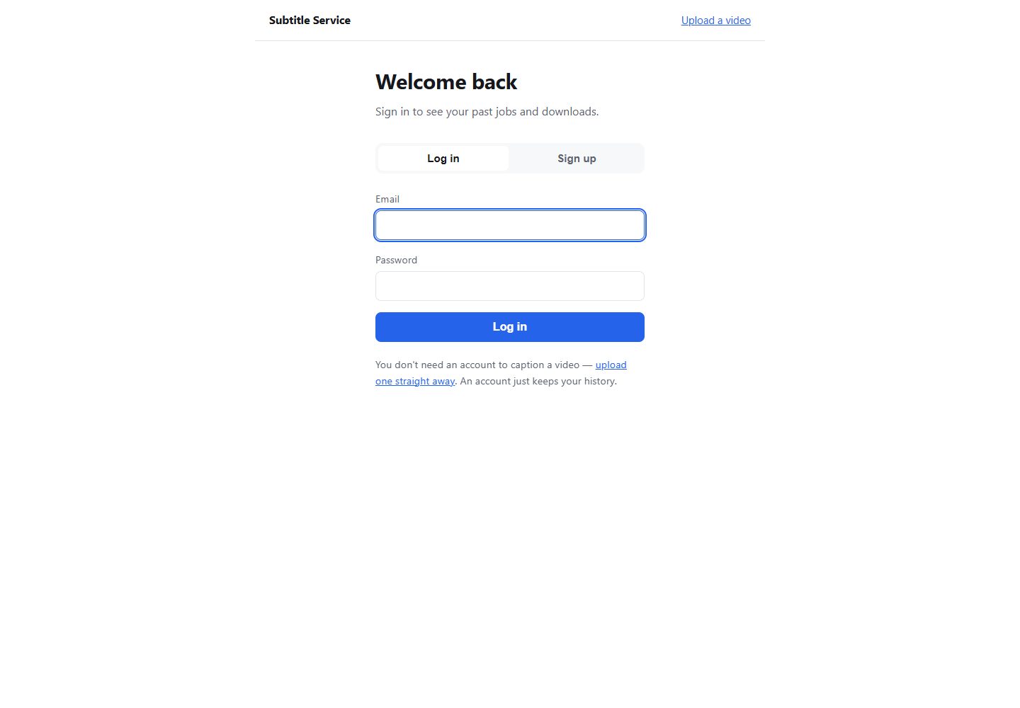 Subtitle Service website design